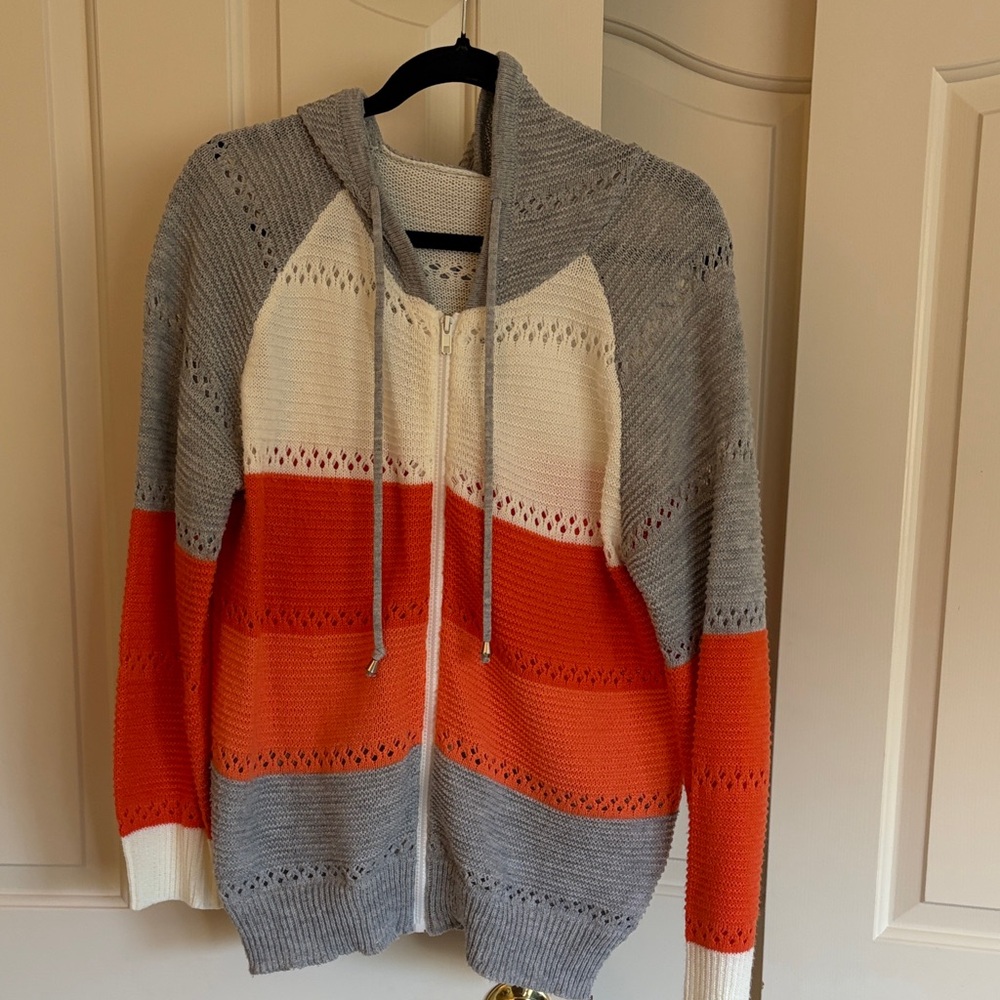 Colorblock Knit Zip-Up Hoodie